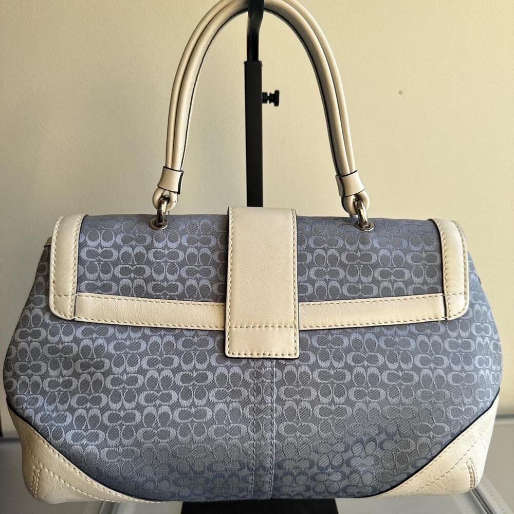 Coach Signature Blue Monogram Shoulder Bag + Matching Wallet - Picture 2 of 8